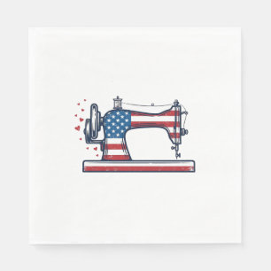 Patriotisk symaskin Vintage gravyr vektor_ Pappersservett