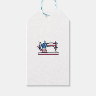 Patriotisk symaskin Vintage gravyr vektor_ Presentetikett