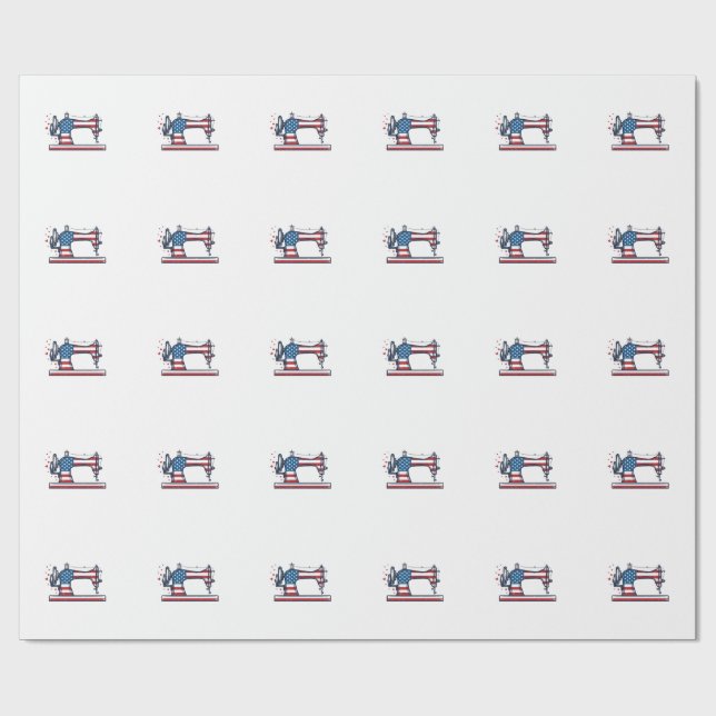 Patriotisk symaskin Vintage gravyr vektor_ Presentpapper (Platt)