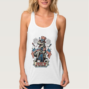 Patriotisk T-Rex 4:e juli Vintage skjorta design_1 Linne Med Racerback