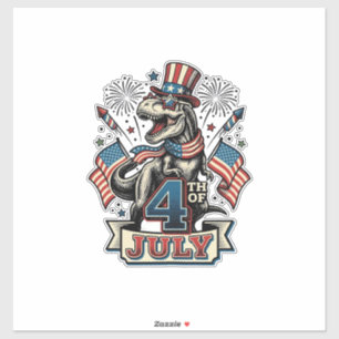 Patriotisk T-Rex 4 juli vintage skjorta design_1 Klistermärken