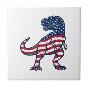 Patriotisk T-Rex Amerikansk Flagga Dinosaurie Desi Kakelplatta