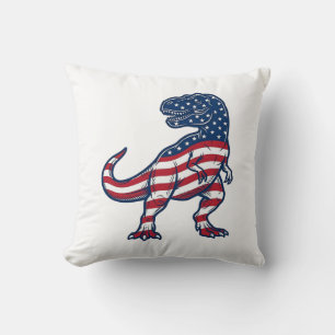 Patriotisk T-Rex Amerikansk Flagga Dinosaurie Desi Kudde