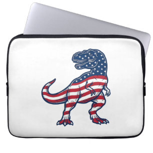 Patriotisk T-Rex Amerikansk Flagga Dinosaurie Desi Laptop Fodral