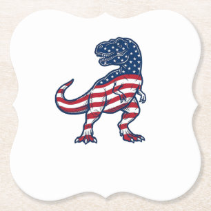 Patriotisk T-Rex Amerikansk Flagga Dinosaurie Desi Underlägg Papper