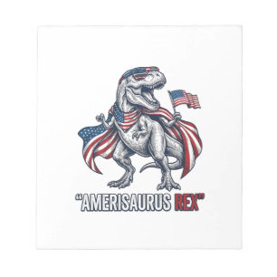 Patriotisk T-Rex Amerisaurus Rex Vit Tröja Design Anteckningsblock
