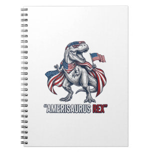 Patriotisk T-Rex Amerisaurus Rex Vit Tröja Design Anteckningsbok