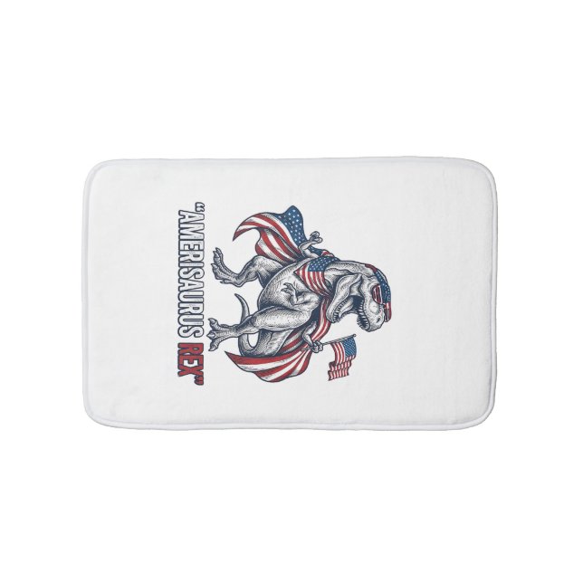 Patriotisk T-Rex Amerisaurus Rex Vit Tröja Design Badrumsmatta (Framsidan)
