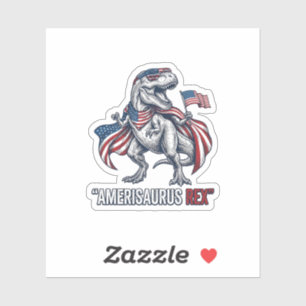 Patriotisk T-Rex Amerisaurus Rex Vit Tröja Design Klistermärken