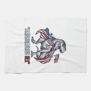 Patriotisk T-Rex Amerisaurus Rex Vit Tröja Design Kökshandduk