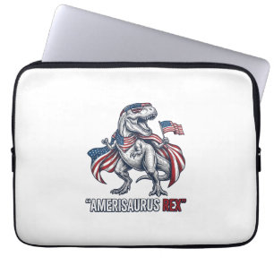 Patriotisk T-Rex Amerisaurus Rex Vit Tröja Design Laptop Fodral
