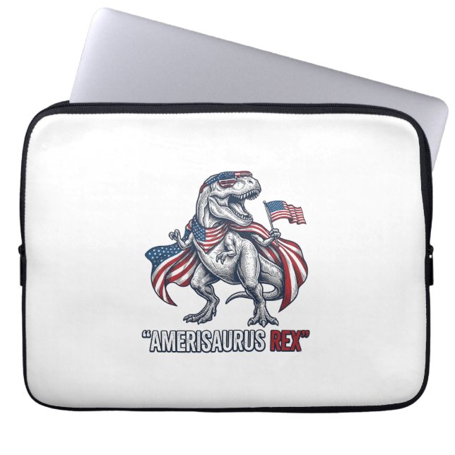 Patriotisk T-Rex Amerisaurus Rex Vit Tröja Design Laptop Fodral (Framsidan)