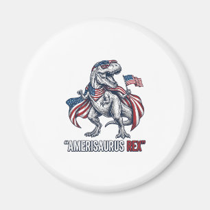 Patriotisk T-Rex Amerisaurus Rex Vit Tröja Design Magnet