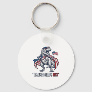 Patriotisk T-Rex Amerisaurus Rex Vit Tröja Design Nyckelring
