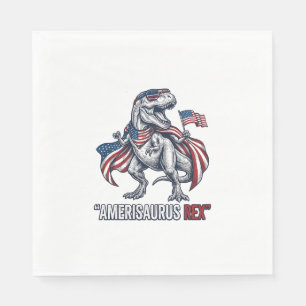 Patriotisk T-Rex Amerisaurus Rex Vit Tröja Design Pappersservett