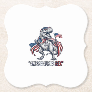 Patriotisk T-Rex Amerisaurus Rex Vit Tröja Design Underlägg Papper