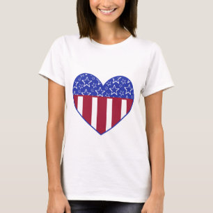 Patriotisk T-tröja för USA hjärtaflagga Tee