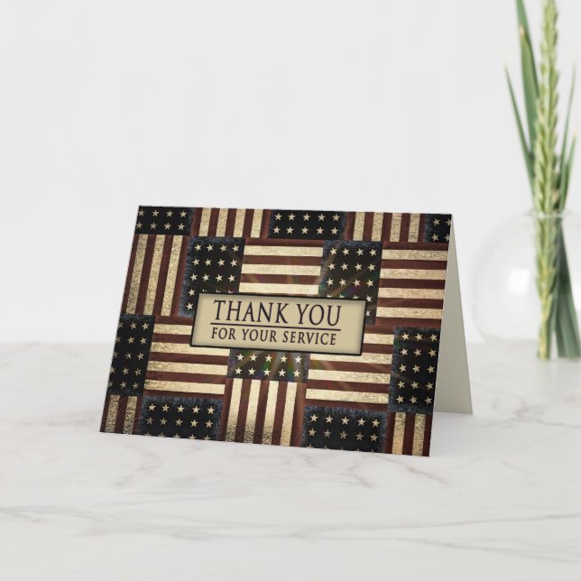 Patriotisk Tack för din tjänst, USA flagga Kort (Framsida)