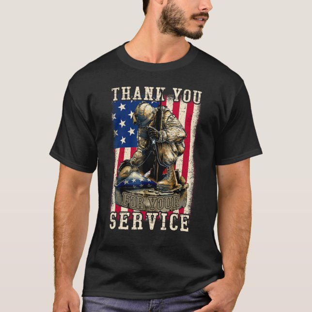 Patriotisk Tack för ditt servicemärke T Shirt (Framsida)