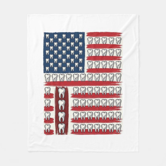 Patriotisk Tandläkare Tand Flagga Fleecefilt (Framsidan)