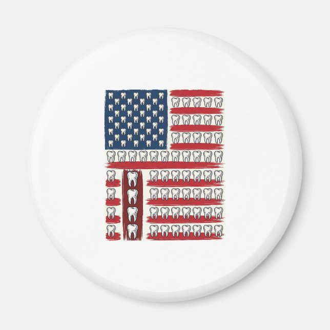 Patriotisk Tandläkare Tand Flagga Magnet (Framsidan)