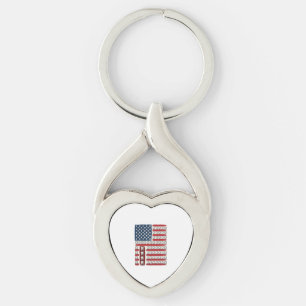 Patriotisk Tandläkare Tand Flagga Twisted Heart Silverfärgad Nyckelring