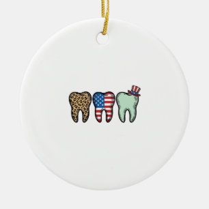 Patriotisk Tandläkare Tand Vintage Leopard Tröja D Julgransprydnad Keramik