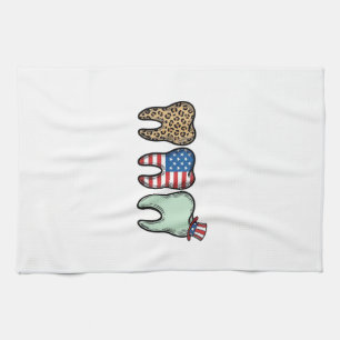 Patriotisk Tandläkare Tand Vintage Leopard Tröja D Kökshandduk