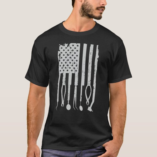 Patriotisk tandläkaretandhygienistamerikanska t shirt (Framsida)