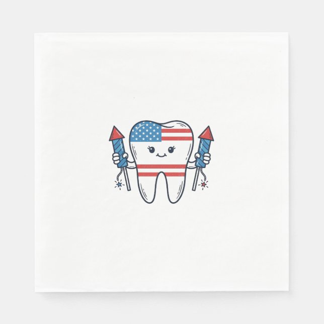 Patriotisk Tandmaskot Eldshow Vektor Design_1 Pappersservett (Framsidan)