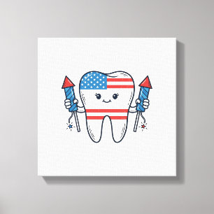 Patriotisk Tandmaskot fyrverkeri Vector Design_1 Canvastryck