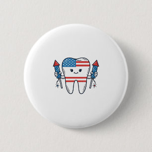 Patriotisk Tandmaskot fyrverkeri Vector Design_1 Knapp