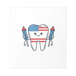 Patriotisk Tandmaskot fyrverkerievektor design_1 Anteckningsblock