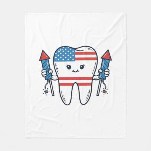 Patriotisk Tandmaskot fyrverkerievektor Design_1 Fleecefilt
