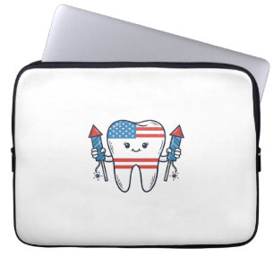 Patriotisk Tandmaskot fyrverkerievektor Design_1 Laptop Fodral