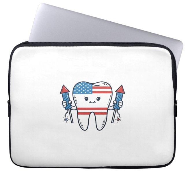 Patriotisk Tandmaskot fyrverkerievektor Design_1 Laptop Fodral (Framsidan)