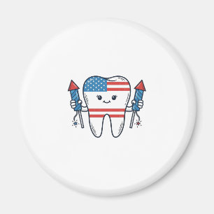 Patriotisk Tandmaskot fyrverkerievektor Design_1 Magnet
