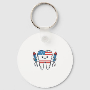 Patriotisk Tandmaskot fyrverkerievektor design_1 Nyckelring