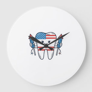 Patriotisk Tandmaskot fyrverkerievektor Design_1 Stor Klocka
