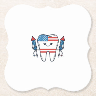 Patriotisk Tandmaskot fyrverkerievektor Design_1 Underlägg Papper