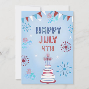 Patriotisk tårta Glad juli 4 USA:s självständighet Julkort