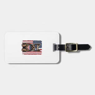 Patriotisk terrier hund vintage flagga vektor desi bagagebricka