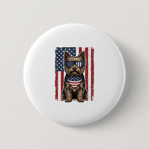 Patriotisk terrier hund vintage flagga vektor desi knapp