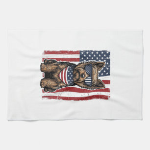 Patriotisk terrier hund vintage flagga vektor desi kökshandduk