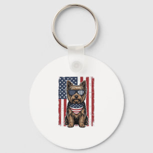Patriotisk terrier hund vintage flagga vektor desi nyckelring