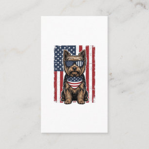 Patriotisk terrier hund vintage flagga vektor desi visitkort