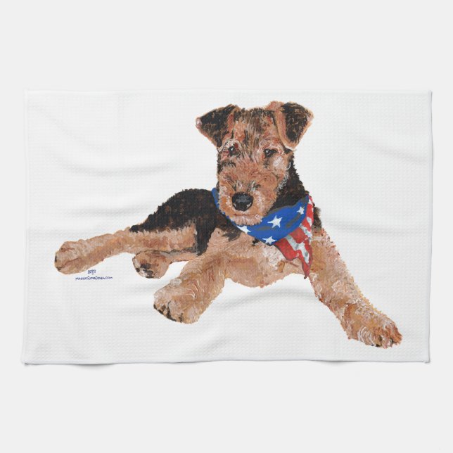 Patriotisk Terrier Valp Kökshandduk (Horisontell)