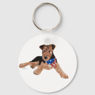 Patriotisk Terrier Valp Nyckelring