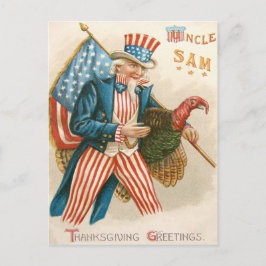 Patriotisk Thanksgiving Farbror Sam Turkiet USA:s Helg Vykort