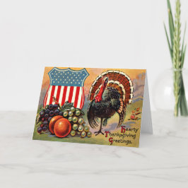 Patriotisk Thanksgiving Turkiet Fruit Helgkort